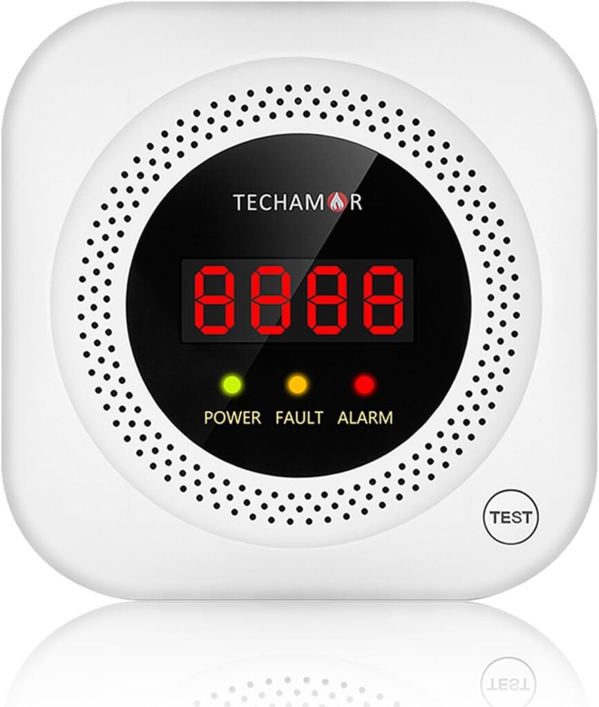Techamor Y302 Methane/Propane/LPG,LNG, Natural Gas Leak Sniffer, Detector, Alarm, Tester with Voice Warning and Digital Display (1 Pack)