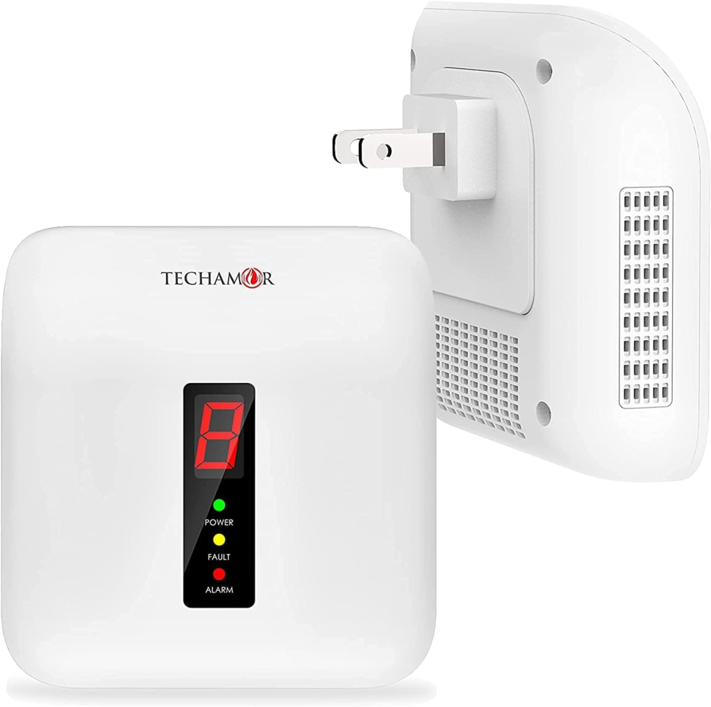 Techamor Y401 Natural Propane Gas Detector, Home Gas Alarm and Monitor, Leak Alarm for LNG, LPG, Methane, Coal Gas Detection in Kitchen, Home, Camper (White)