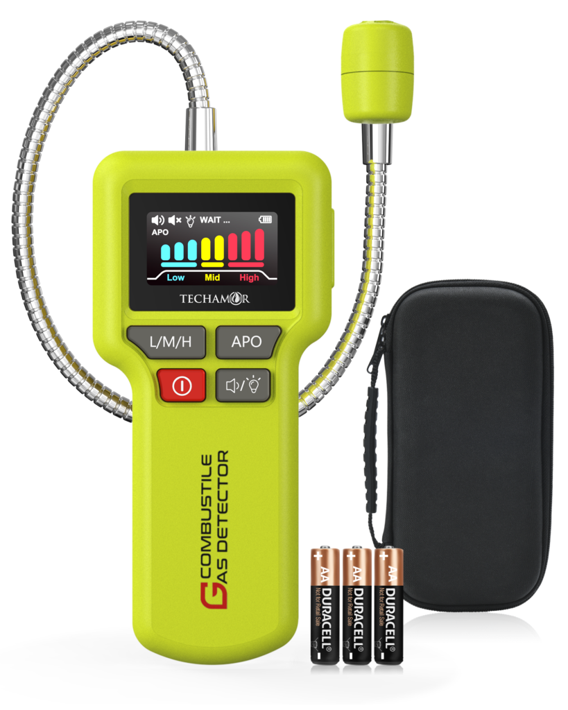 TECHAMOR Natural Gas Detector, Y201 Pro Portable Gas Leak Sniffer, Locating The Source of Propane, Methane, Butane, Natural Gas, LPG and Combustible Gas Leak for Home & RV (Includes Battery x3)