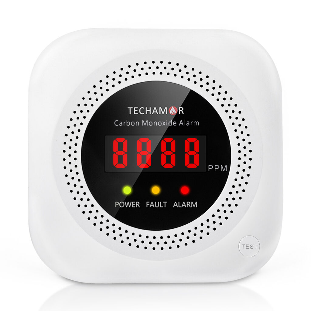 Techamor Carbon Monoxide Detector, YC302 Plug in Wall CO Gas Monitor Alarm Detector with Digital Display & Audible Alert for Apartment/Home/Kitchen, Beautiful Design & Accurate & Easy to Install